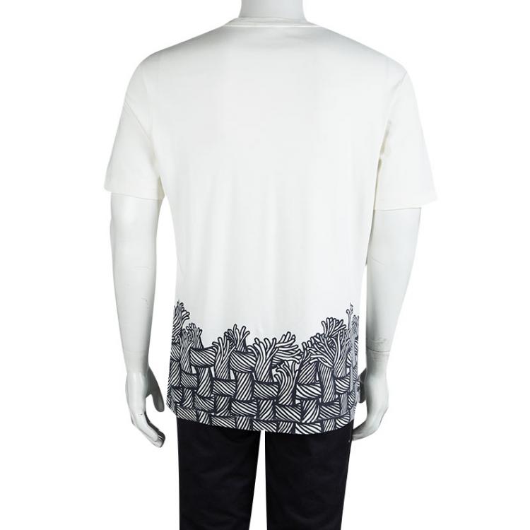 مملوكة مسبقًا Louis Vuitton Off White Cotton Printed Logo Detail T-Shirt XL