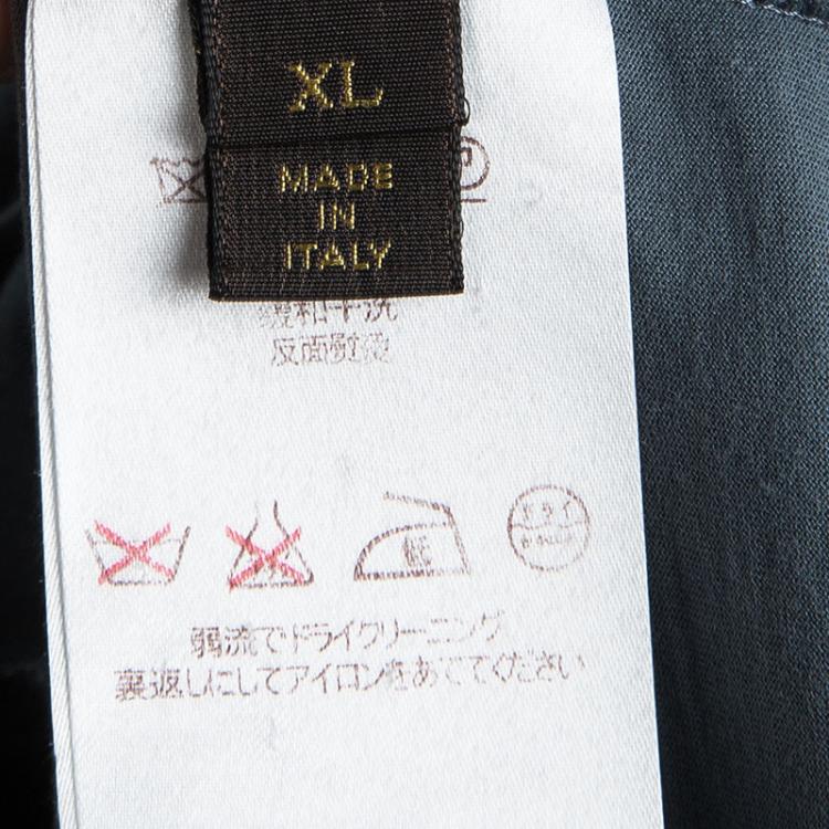 Pre Owned Louis Vuitton Grey Contrast Logo Embroidered Panel Detail T-Shirt XL