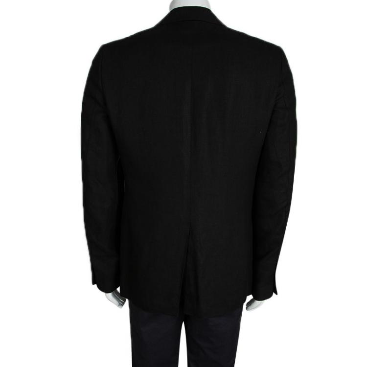 Pre Owned Louis Vuitton Black Linen Two Button Blazer L