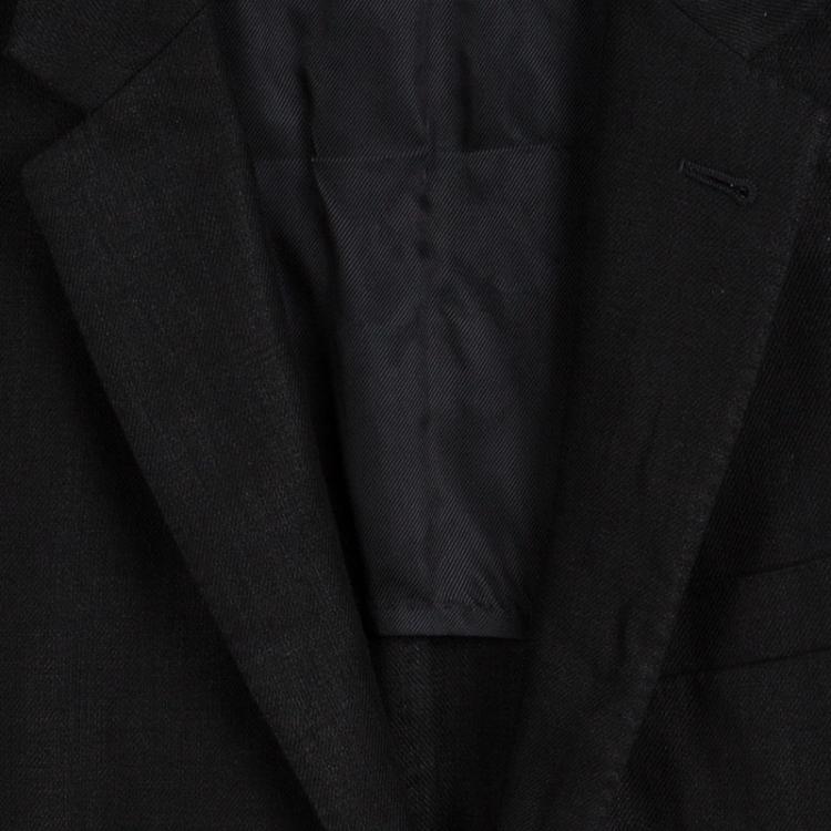 Pre Owned Louis Vuitton Black Linen Two Button Blazer L