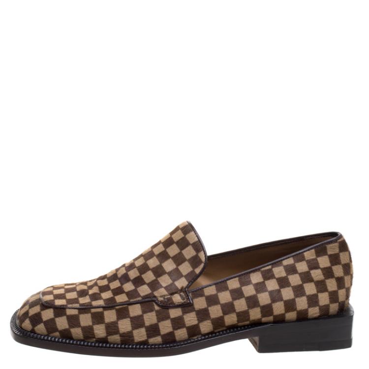 Louis Vuitton Brown Damier Pony Hair Square Toe Loafers Size 39.5