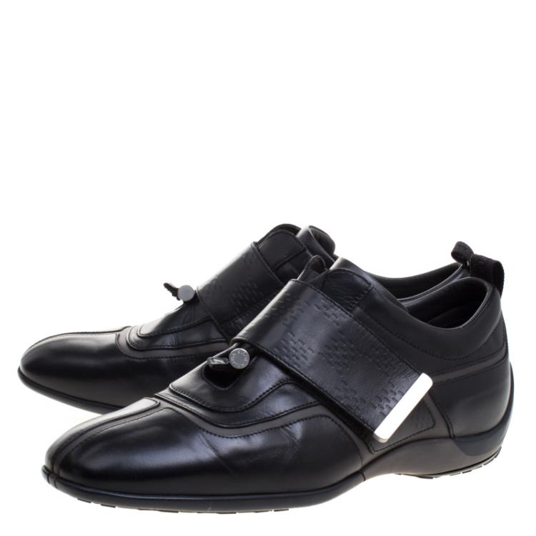 Pre Owned Louis Vuitton Black Leather Velcro Sneakers Size 40