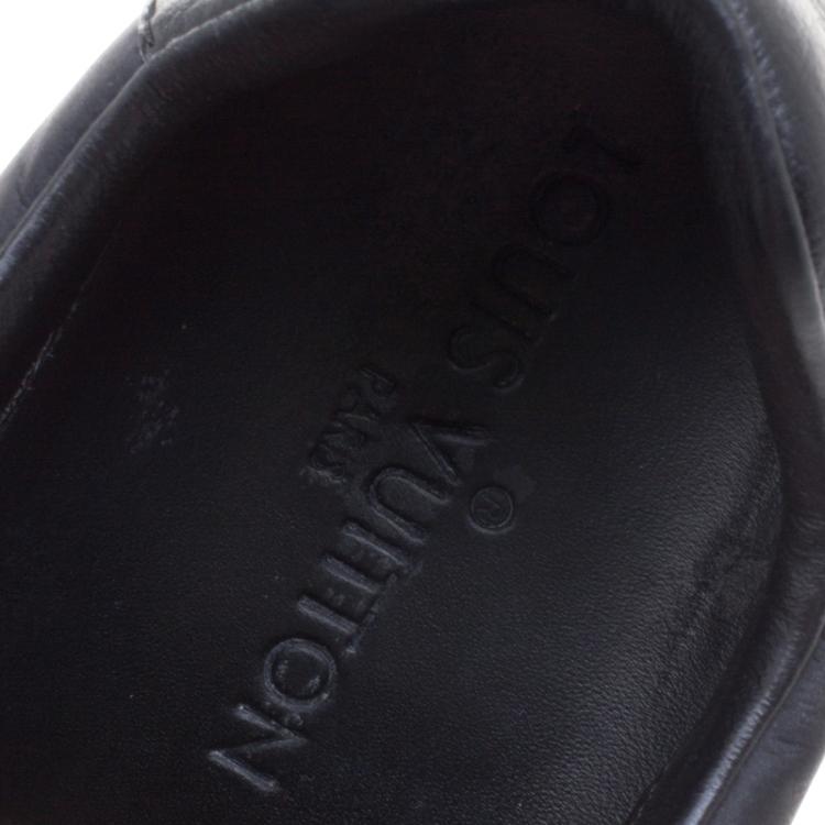 Pre Owned Louis Vuitton Black Leather and Fabric Lace Up Sneakers Size 40.5