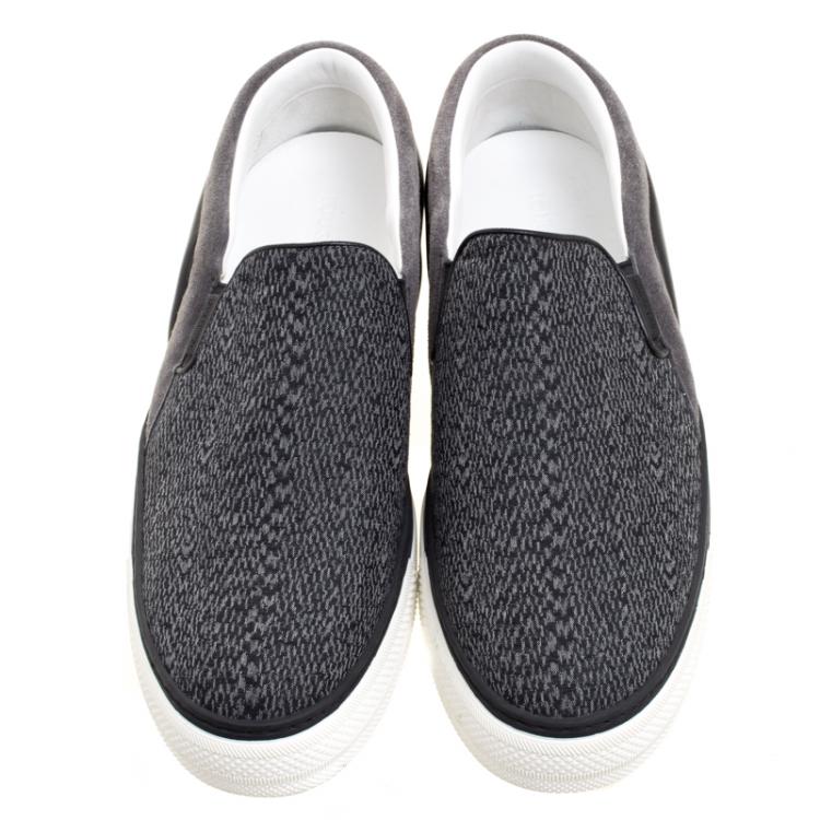 Pre Owned Louis Vuitton Grey Suede and Leather Twister Slip-on Sneakers Size 43