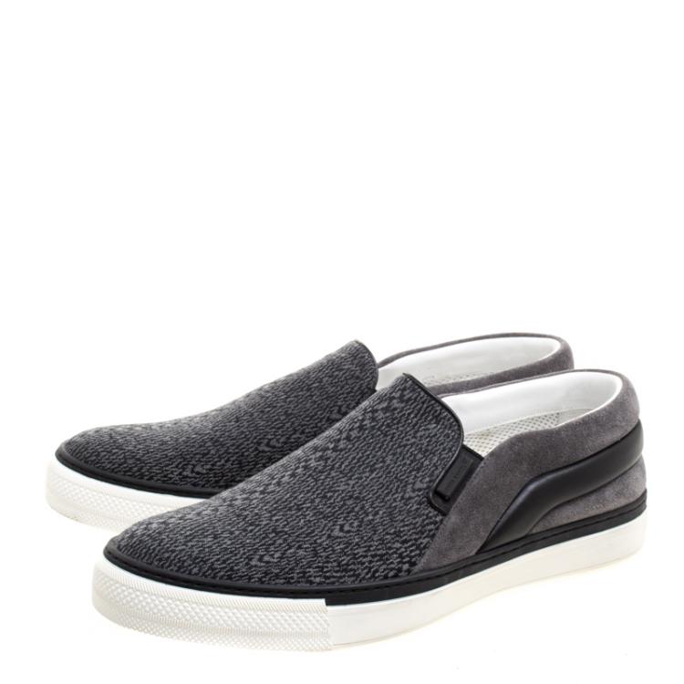 Pre Owned Louis Vuitton Grey Suede and Leather Twister Slip-on Sneakers Size 43