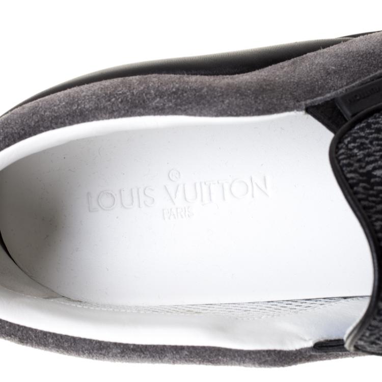 Pre Owned Louis Vuitton Grey Suede and Leather Twister Slip-on Sneakers Size 43