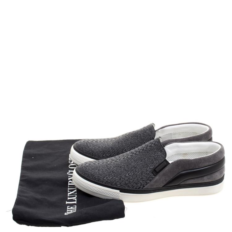 Pre Owned Louis Vuitton Grey Suede and Leather Twister Slip-on Sneakers Size 43