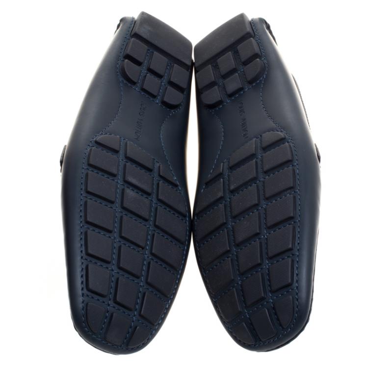 Pre Owned Louis Vuitton Blue Leather Monte Carlo Loafers Size 43