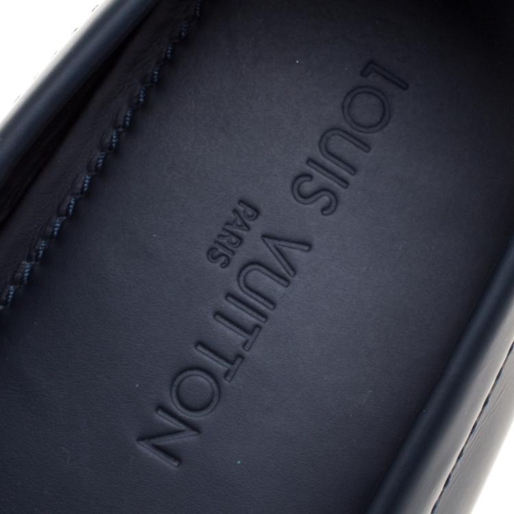 Pre Owned Louis Vuitton Blue Leather Monte Carlo Loafers Size 43