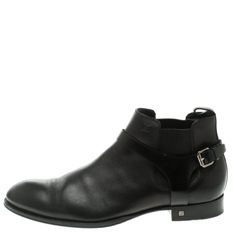 Louis Vuitton Black Leather Greenwich Ankle Boots Size 42.5 Louis Vuitton