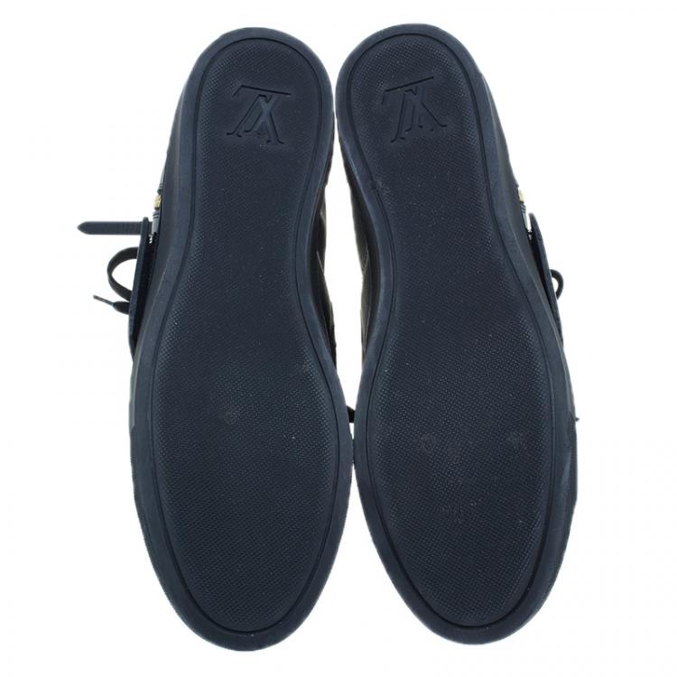 Pre Owned Louis Vuitton Black Leather Karakoram Pattern Punchy Sneaker Boots Size 41