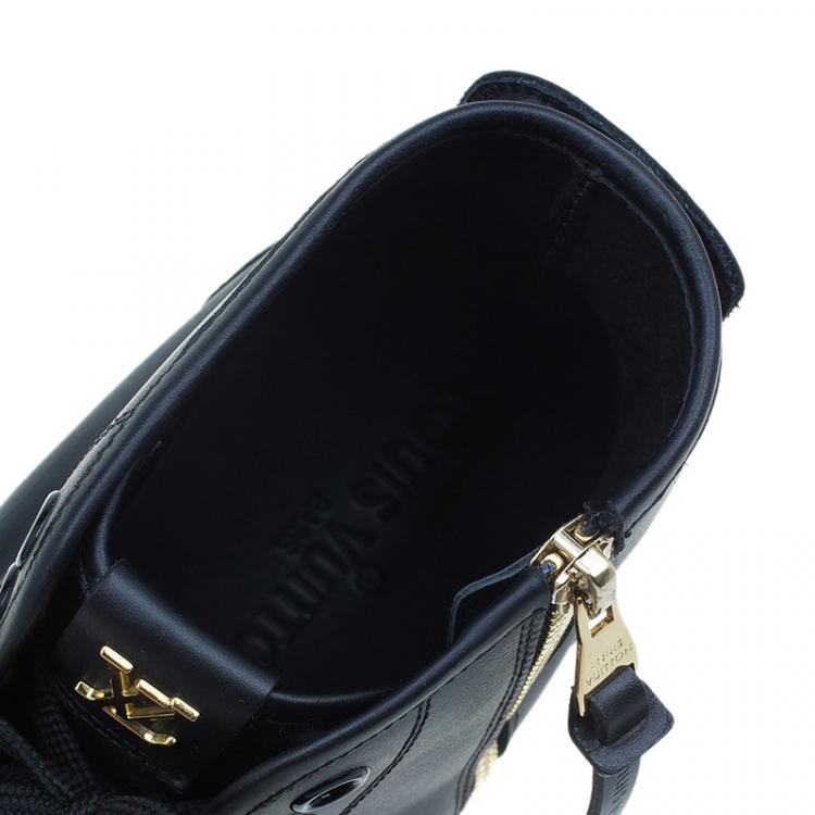 Pre Owned Louis Vuitton Black Leather Karakoram Pattern Punchy Sneaker Boots Size 41