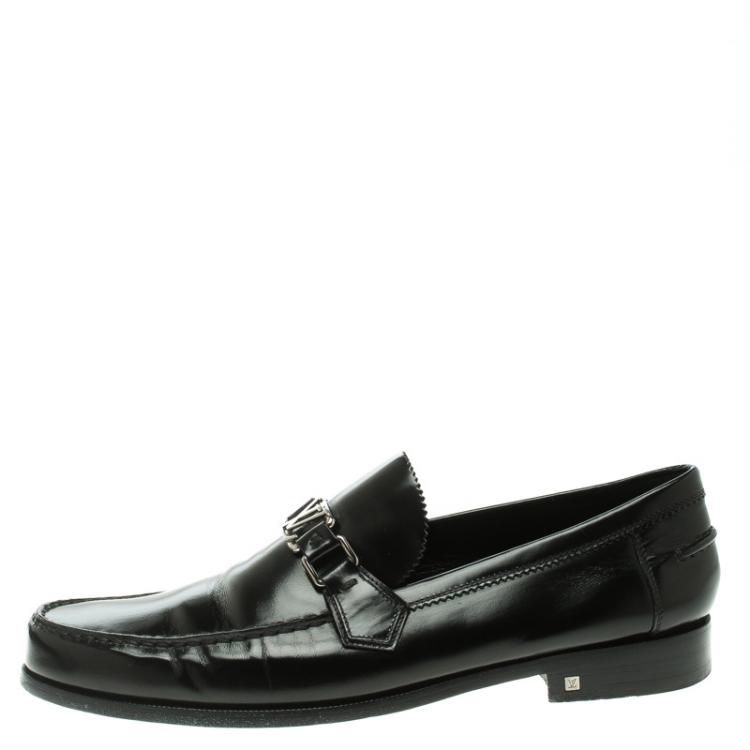 Pre Owned Louis Vuitton Black Leather Major Loafers Size 45.5
