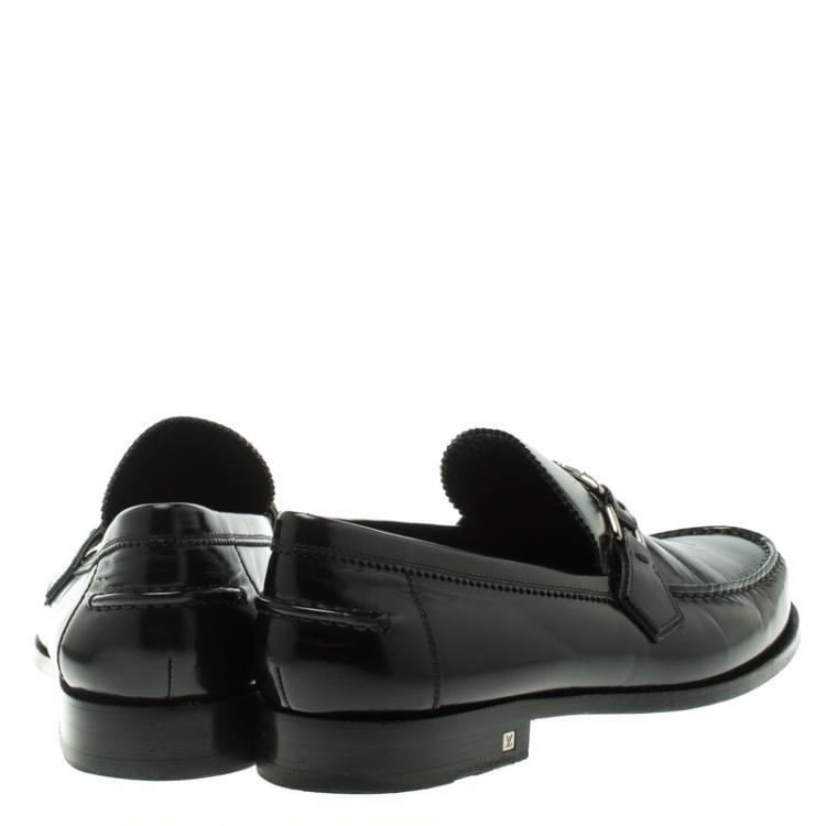 Pre Owned Louis Vuitton Black Leather Major Loafers Size 45.5