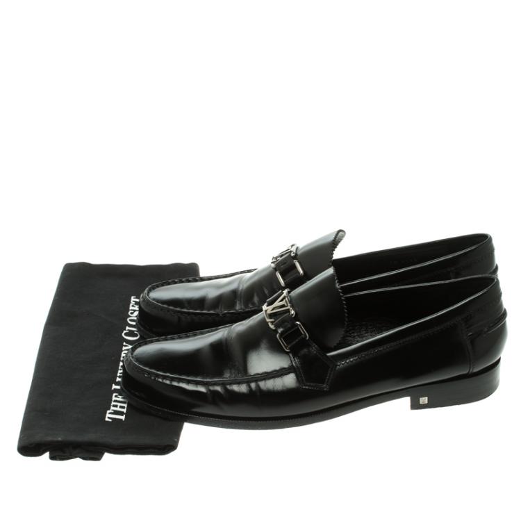 Pre Owned Louis Vuitton Black Leather Major Loafers Size 45.5
