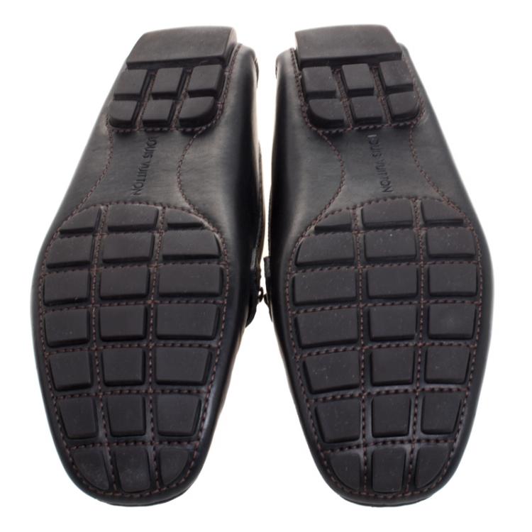 Pre Owned Louis Vuitton Dark Brown Leather Monte Carlo Loafers Size 42.5