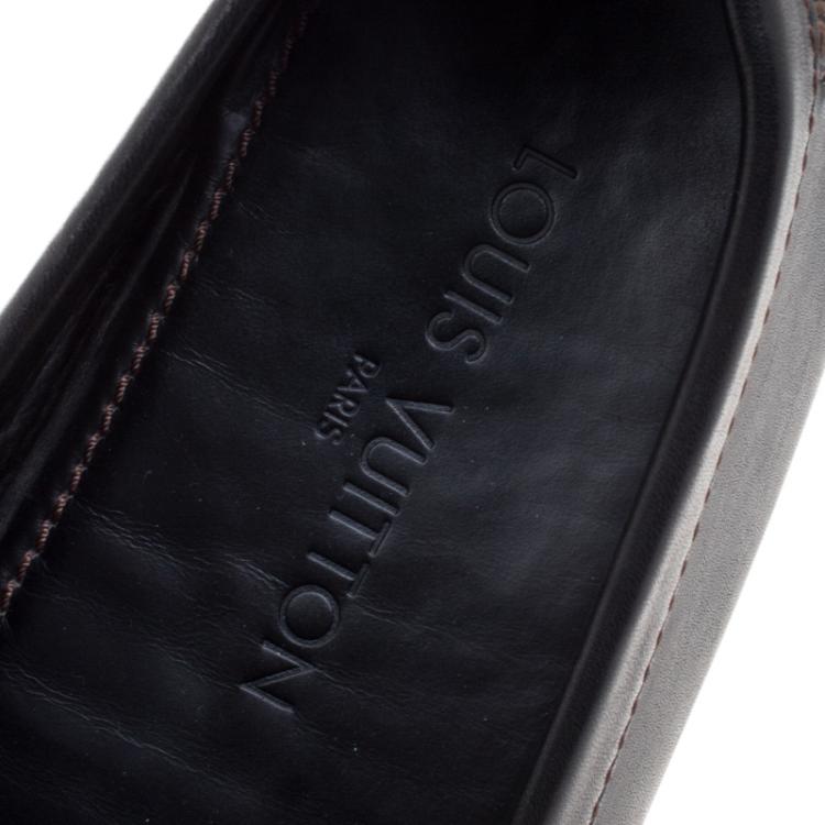 Pre Owned Louis Vuitton Dark Brown Leather Monte Carlo Loafers Size 42.5
