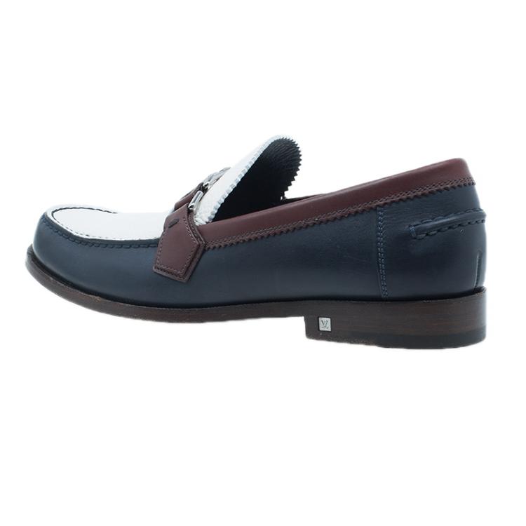 Pre Owned Louis Vuitton Tri Color Leather Major Loafers Size 42.5