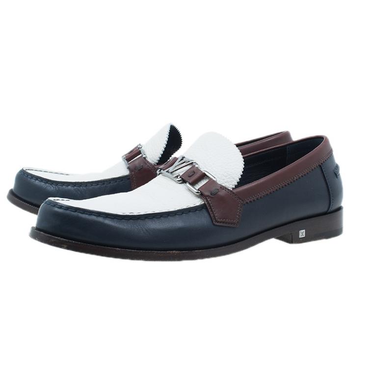 Pre Owned Louis Vuitton Tri Color Leather Major Loafers Size 42.5