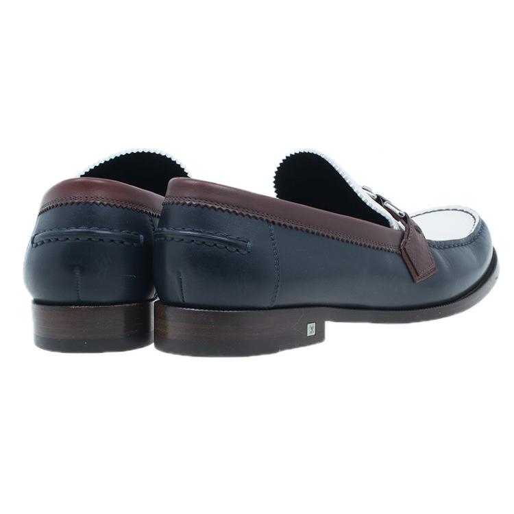 Pre Owned Louis Vuitton Tri Color Leather Major Loafers Size 42.5