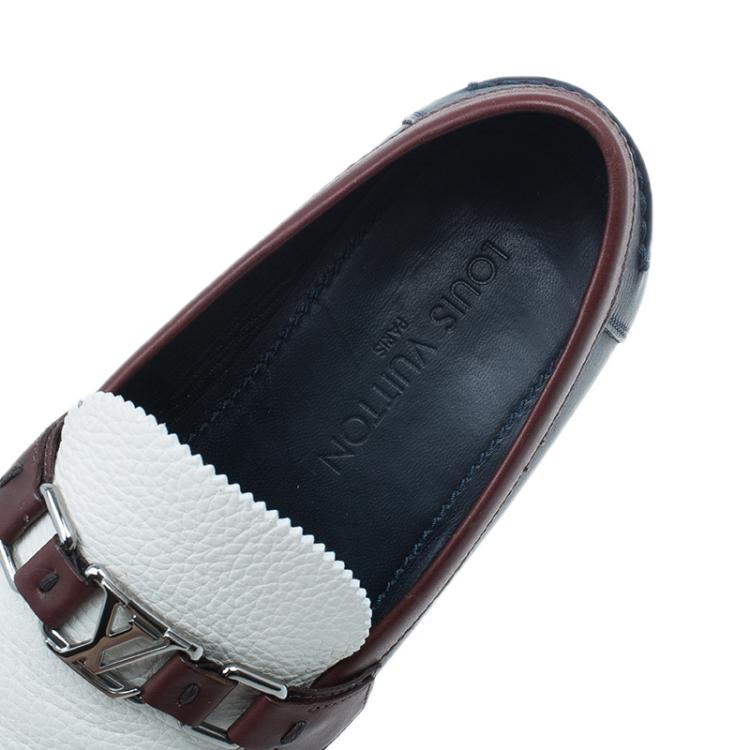 Pre Owned Louis Vuitton Tri Color Leather Major Loafers Size 42.5