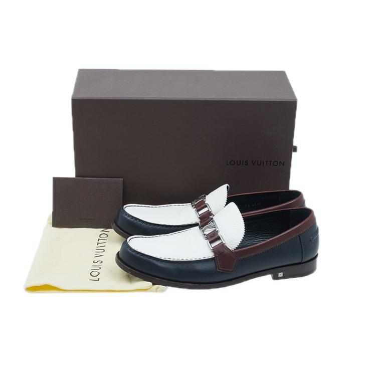 Pre Owned Louis Vuitton Tri Color Leather Major Loafers Size 42.5