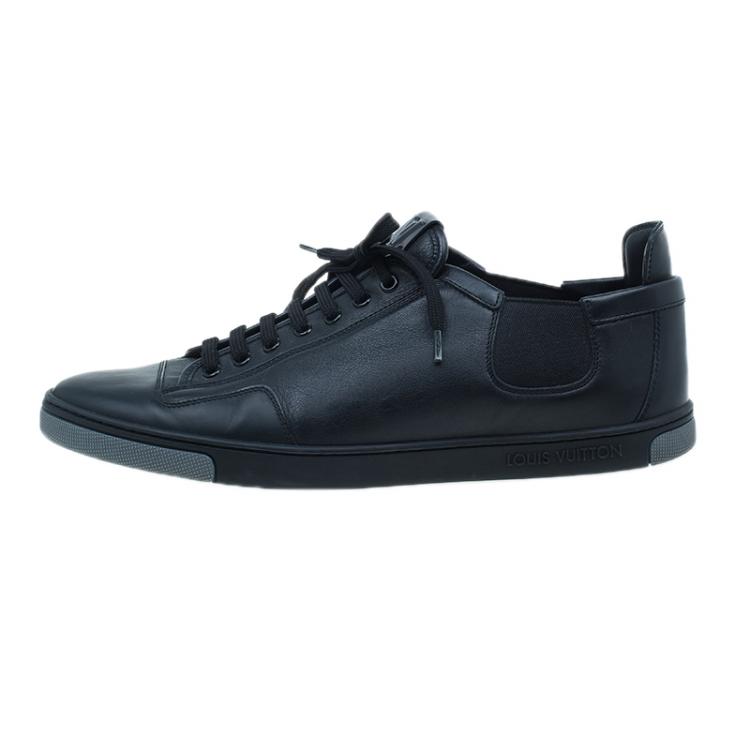 Pre Owned Louis Vuitton Black Leather Logo Sneakers Size 42