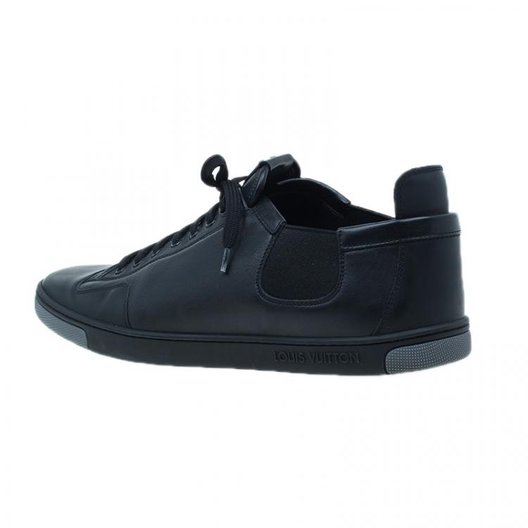 Pre Owned Louis Vuitton Black Leather Logo Sneakers Size 42