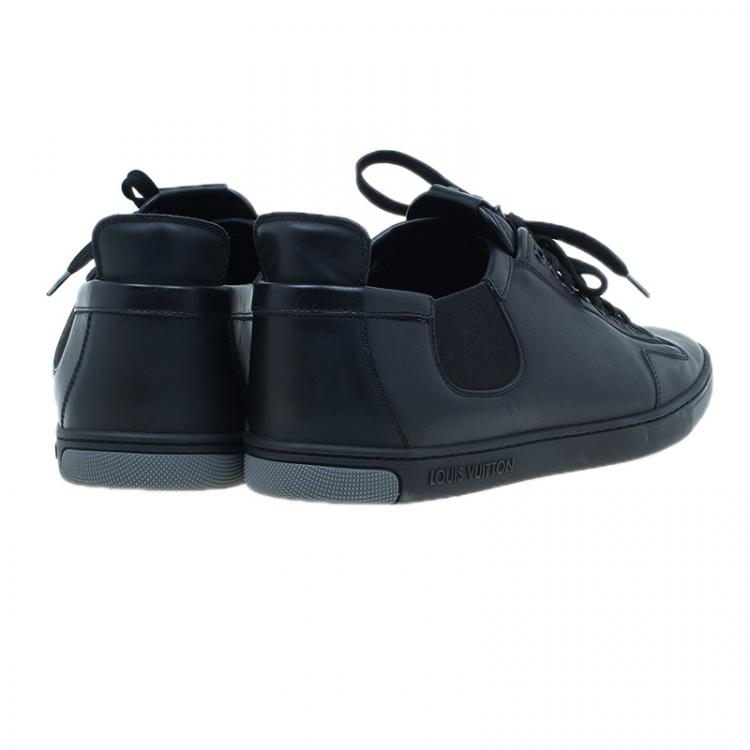 Pre Owned Louis Vuitton Black Leather Logo Sneakers Size 42