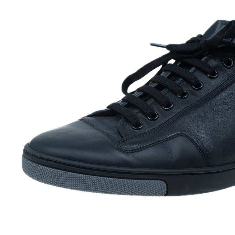 Pre Owned Louis Vuitton Black Leather Logo Sneakers Size 42
