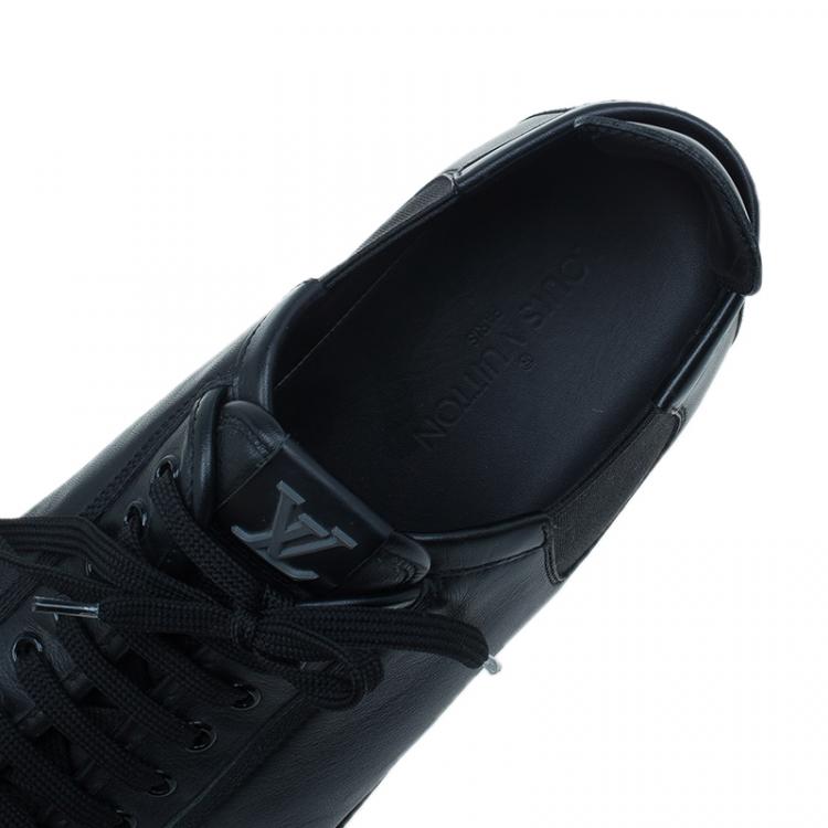 Pre Owned Louis Vuitton Black Leather Logo Sneakers Size 42