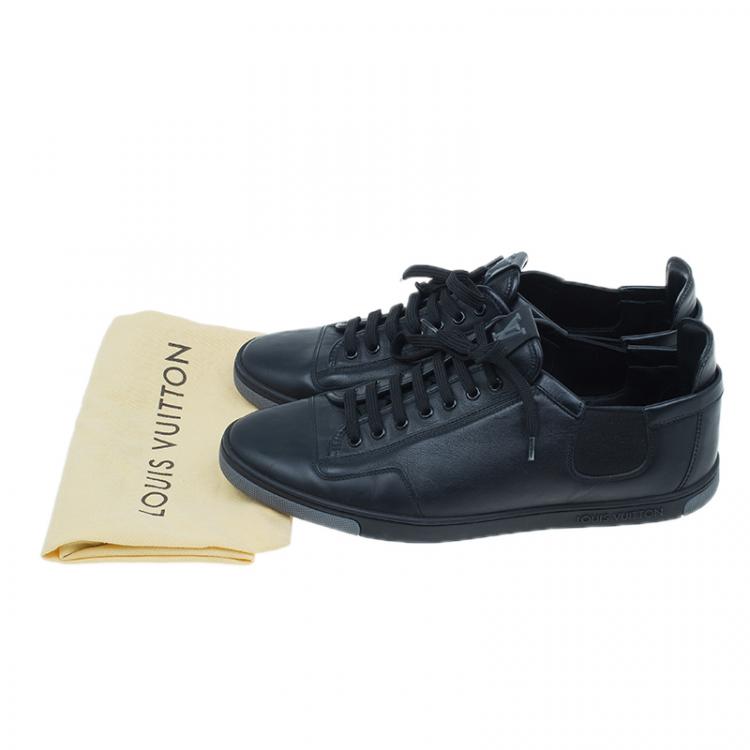 Pre Owned Louis Vuitton Black Leather Logo Sneakers Size 42