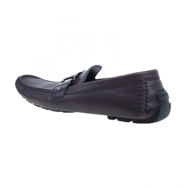Pre Owned Louis Vuitton Purple Leather Monte Carlo Loafers Size 42.5