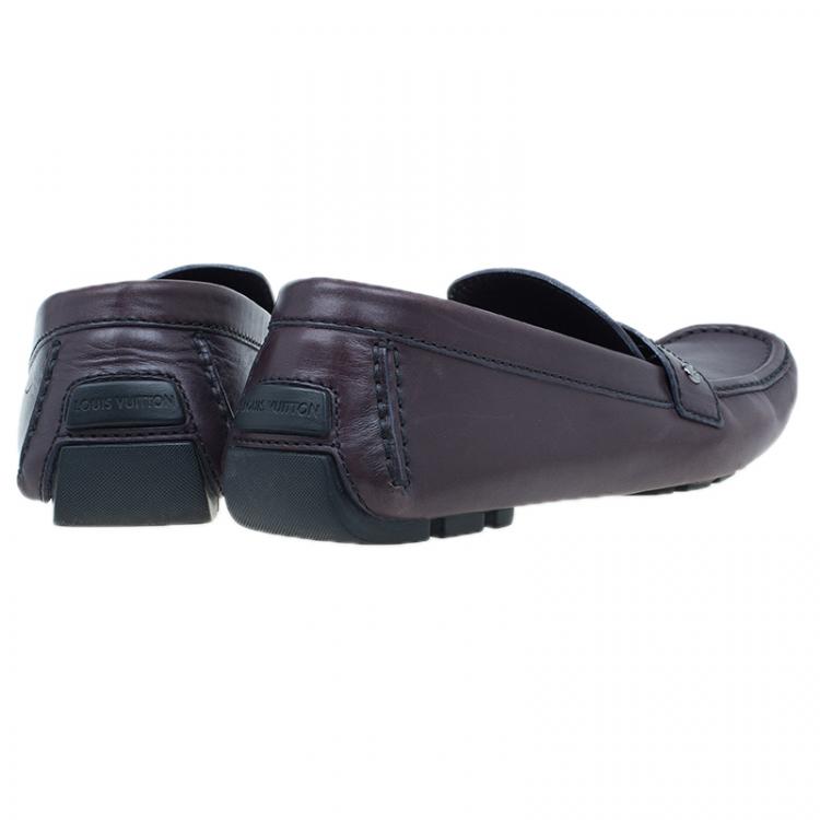 Pre Owned Louis Vuitton Purple Leather Monte Carlo Loafers Size 42.5