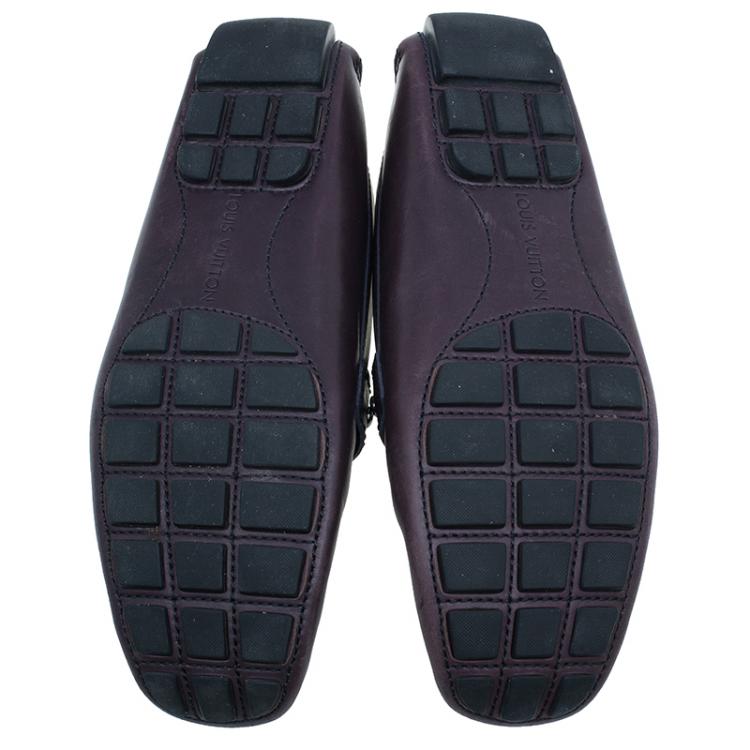 Pre Owned Louis Vuitton Purple Leather Monte Carlo Loafers Size 42.5