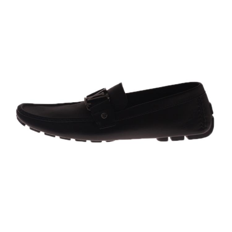 Pre Owned Louis Vuitton Black Leather Monte Carlo Loafers Size 42