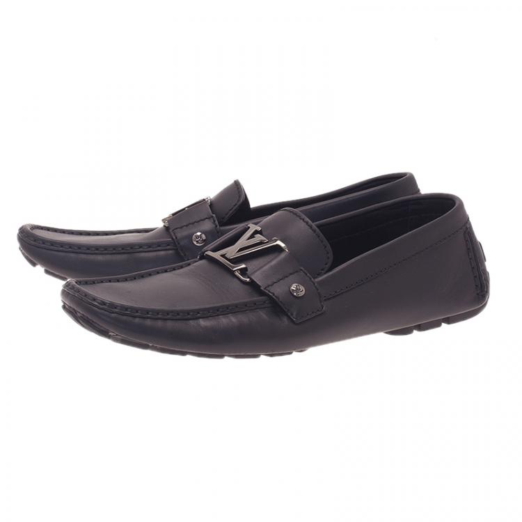 Pre Owned Louis Vuitton Black Leather Monte Carlo Loafers Size 42