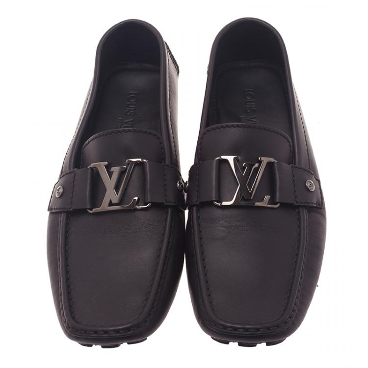Pre Owned Louis Vuitton Black Leather Monte Carlo Loafers Size 42