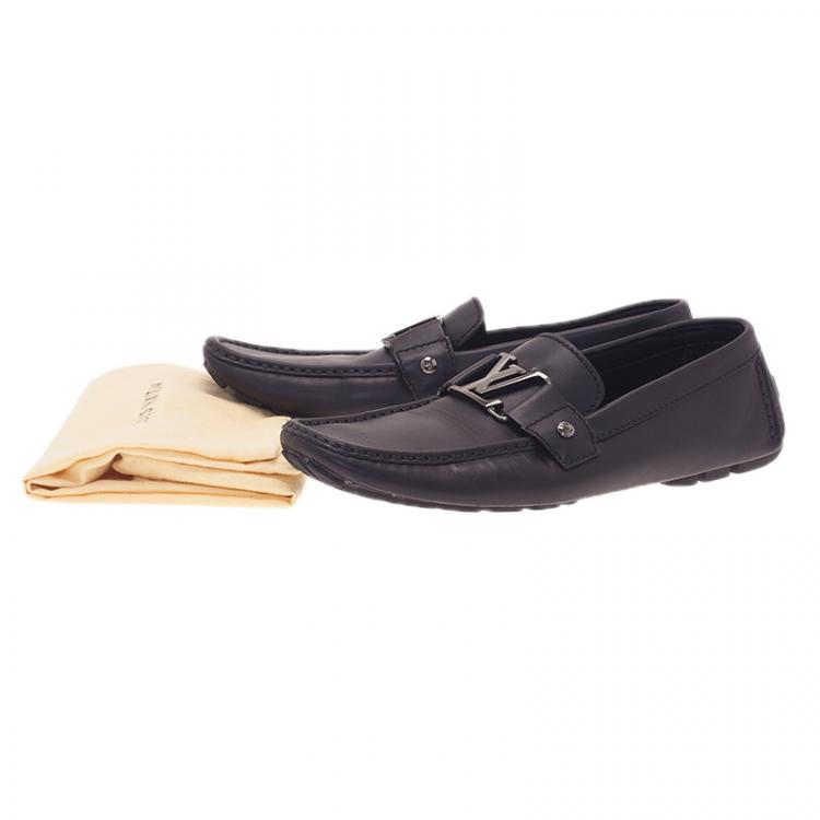 Pre Owned Louis Vuitton Black Leather Monte Carlo Loafers Size 42
