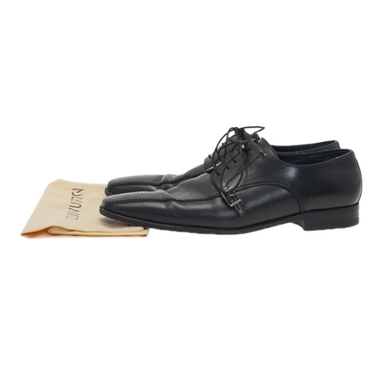Pre Owned Louis Vuitton Black Damier Leather Lace Up Oxfords Size 42.5 