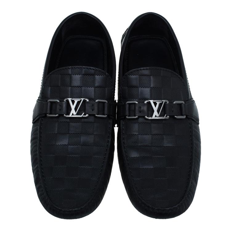 Pre Owned Louis Vuitton Black Hockenheim Moccasins Size 44.5