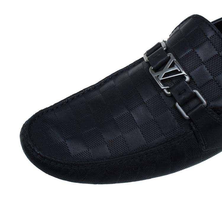 Pre Owned Louis Vuitton Black Hockenheim Moccasins Size 44.5
