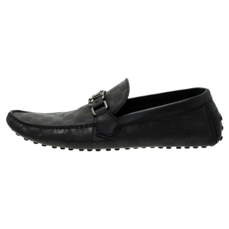 Pre Owned Louis Vuitton Onyx Damier Embossed Hockenheim Moccasins Size 42