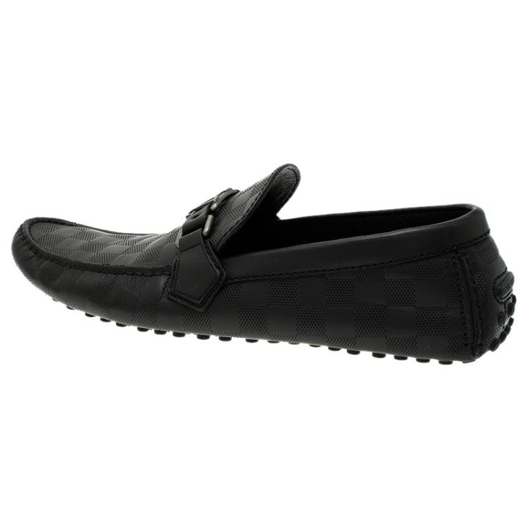 Pre Owned Louis Vuitton Onyx Damier Embossed Hockenheim Moccasins Size 42