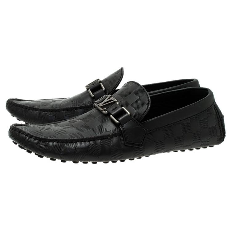 Pre Owned Louis Vuitton Onyx Damier Embossed Hockenheim Moccasins Size 42