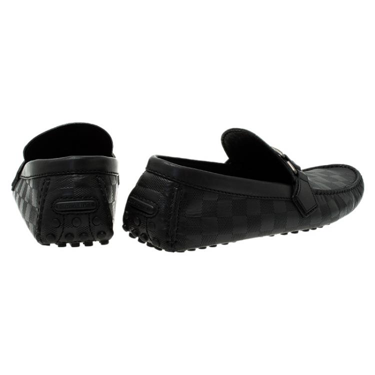Pre Owned Louis Vuitton Onyx Damier Embossed Hockenheim Moccasins Size 42