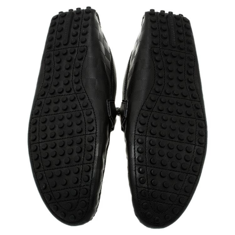 Pre Owned Louis Vuitton Onyx Damier Embossed Hockenheim Moccasins Size 42