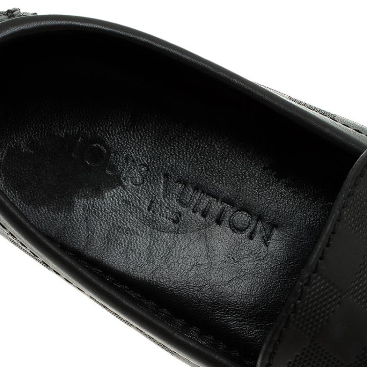 Pre Owned Louis Vuitton Onyx Damier Embossed Hockenheim Moccasins Size 42