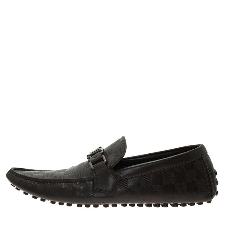 Pre Owned Louis Vuitton Granit Damier Hockenheim Loafers Size 41.5
