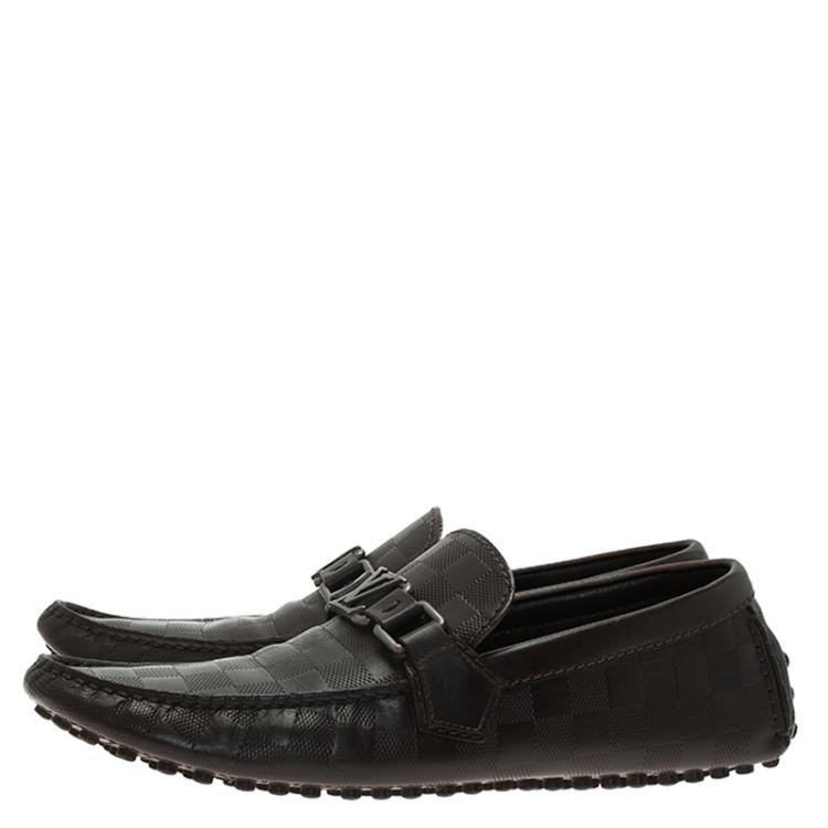 Pre Owned Louis Vuitton Granit Damier Hockenheim Loafers Size 41.5